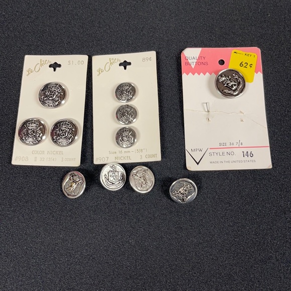 Other - 11 Vintage Silver Metal Buttons